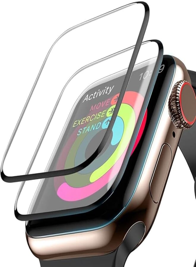 Smart Band (2 Pack) For Apple Watch 3D Screen Protector Tempered Glass 44mm, Max Coverage Full Screen 99% Clear, anti-Bubble iWatch Screen Protector